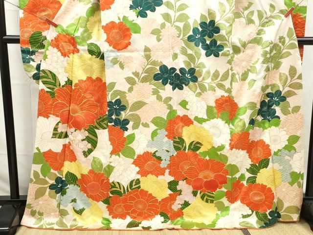 平和屋着物□豪華振袖 駒刺繍 枝花文 金彩 正絹 逸品 DABK6289qa
