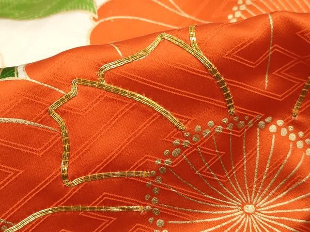 平和屋着物□豪華振袖 駒刺繍 枝花文 金彩 正絹 逸品 DABK6289qa