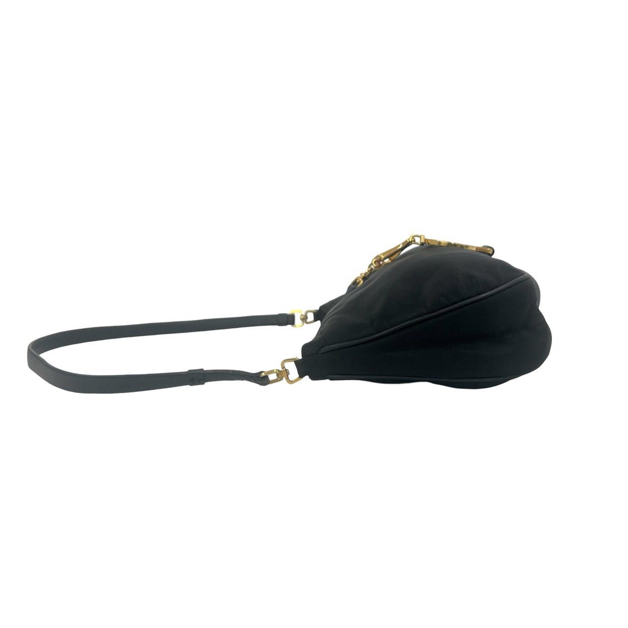 極 美品 PRADA プラダ 三角ロゴ 金具 サークル プレート テスート