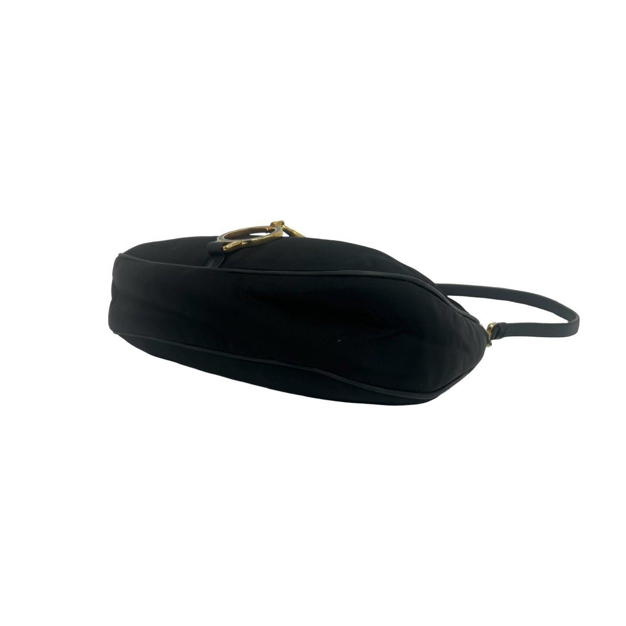極 美品 PRADA プラダ 三角ロゴ 金具 サークル プレート テスート