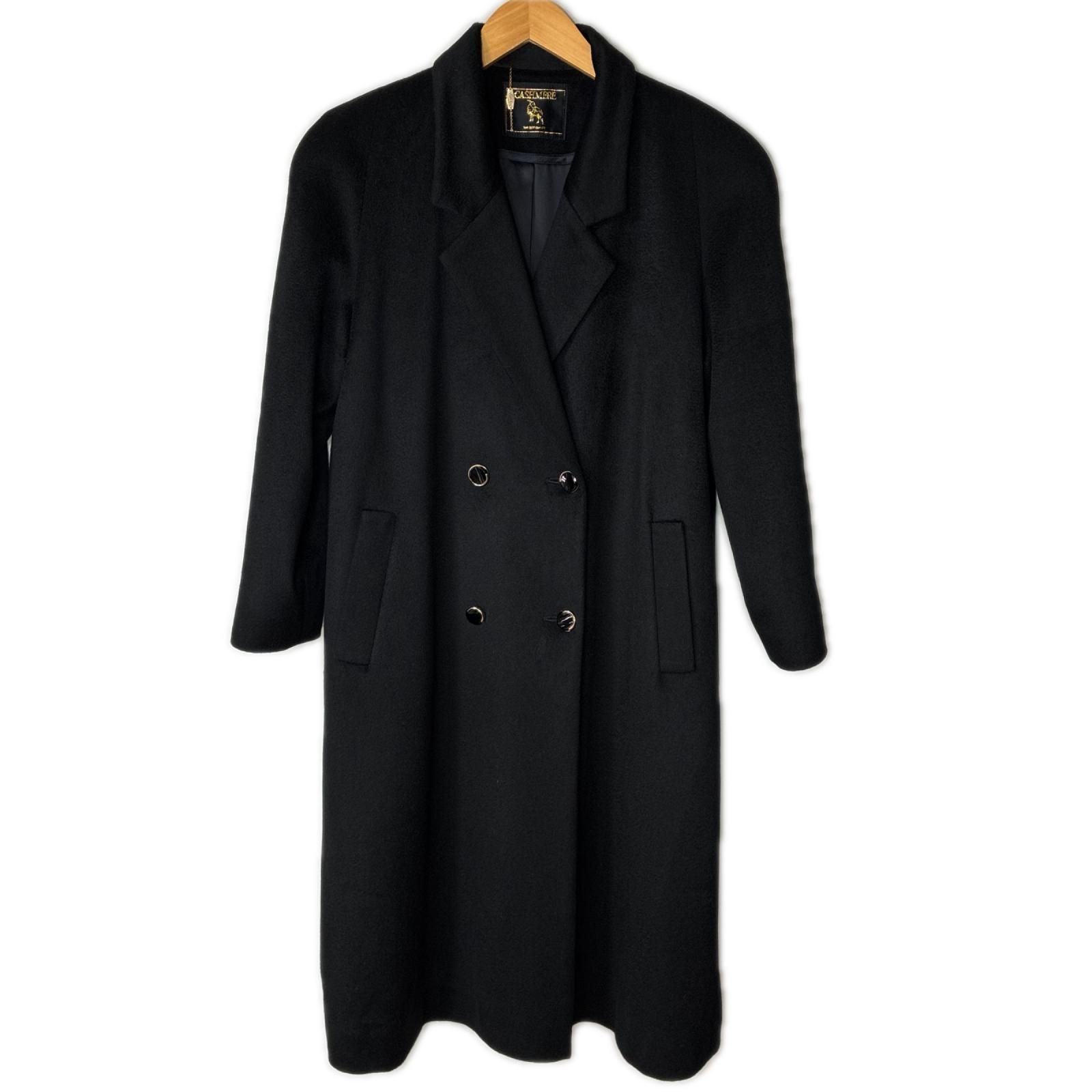CASHMERE カシミアコート カシミヤ100% 無地 55028B ブラック レディース SIZE 9号 8,554円
