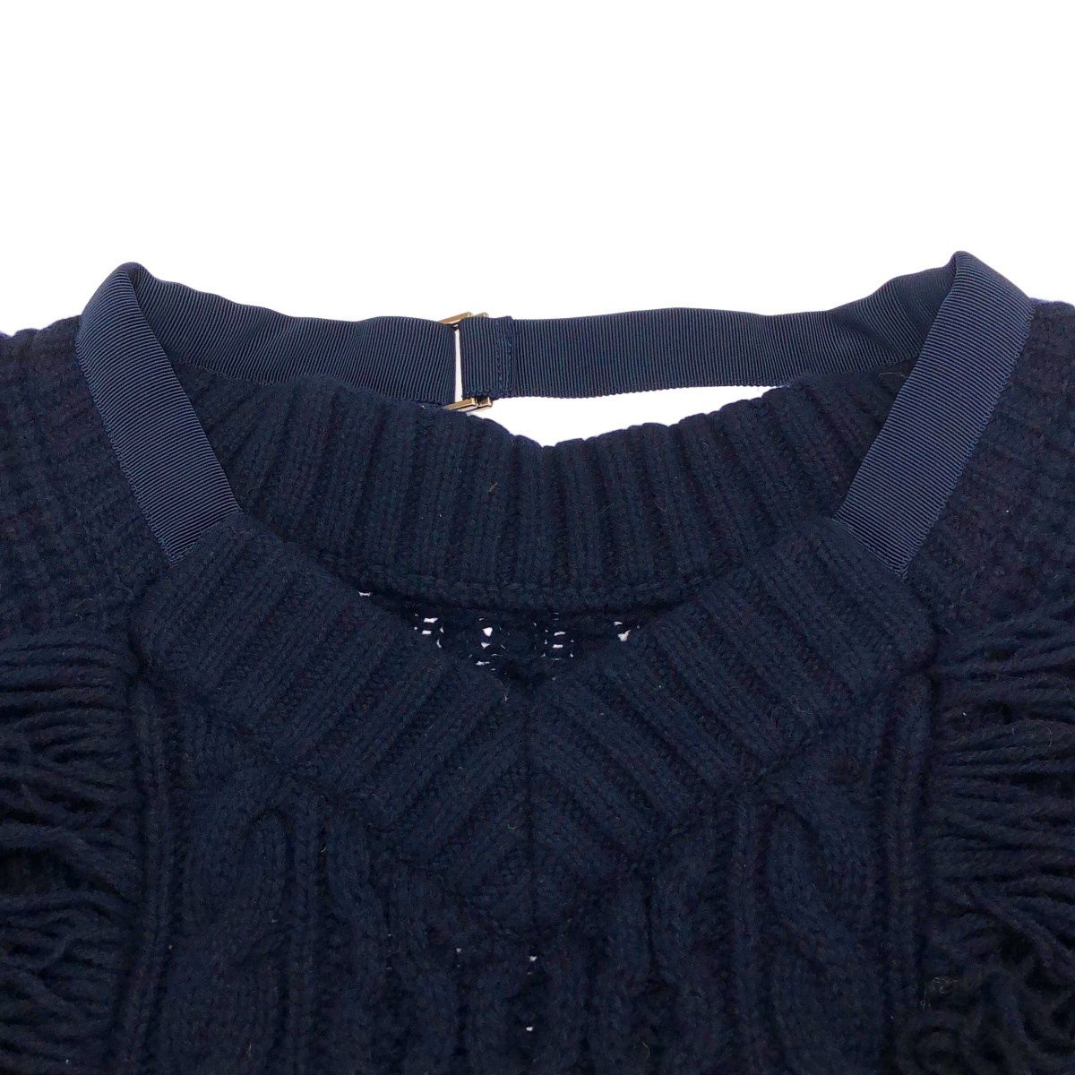 sacai サカイ 17AW フリンジ ケーブルニット セーター 17-03380