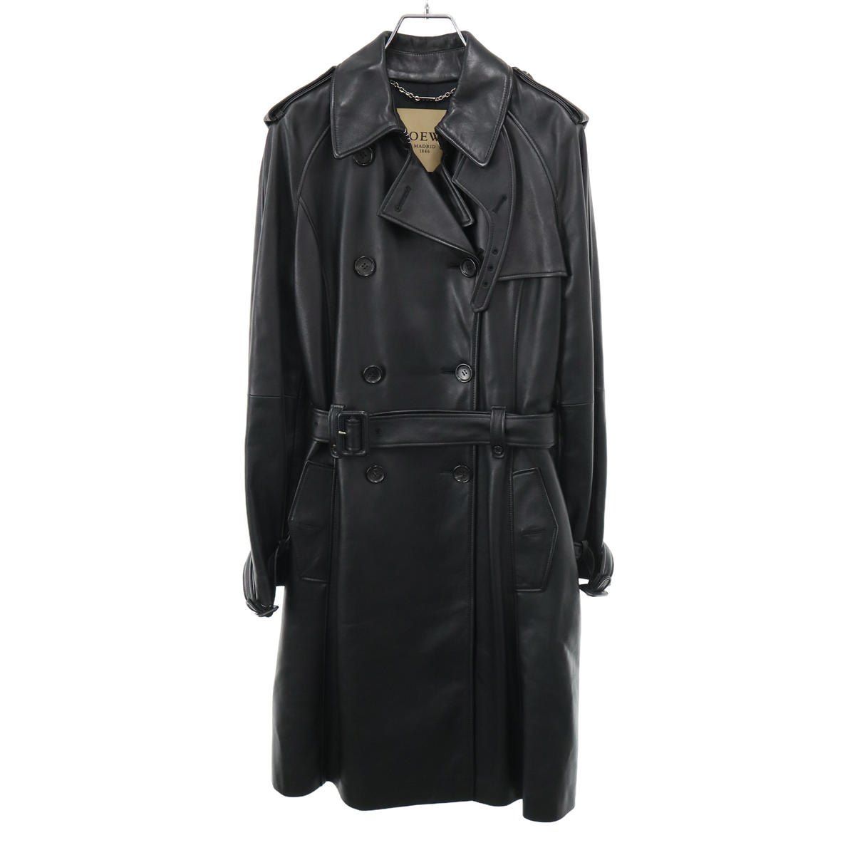 LOEWE ロエベ ラムレザートレンチコート ブラック 38 - メルカリ