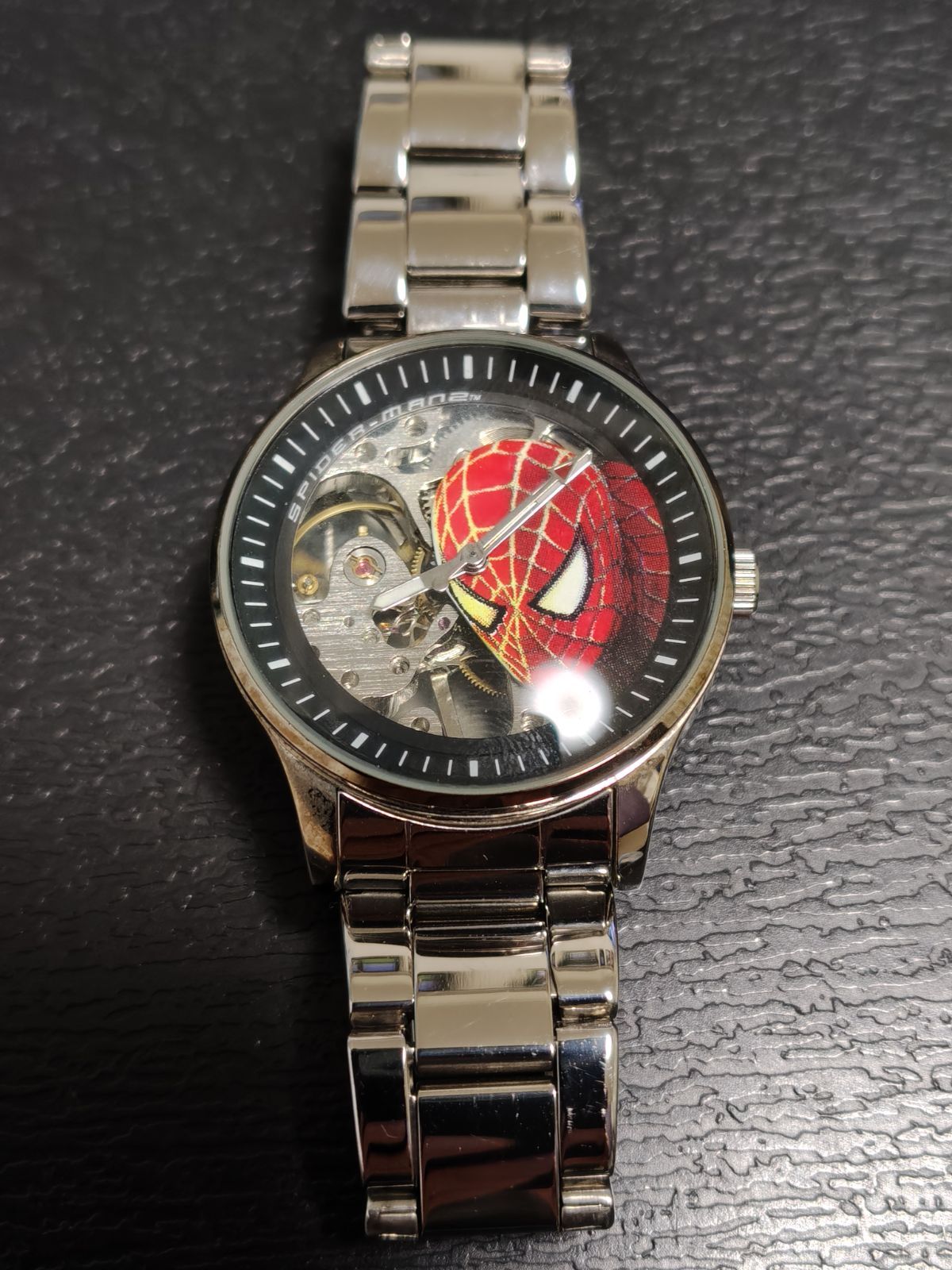 稼働・極美品】スパイダーマン2 限定手巻きスケルトン時計 シリアル