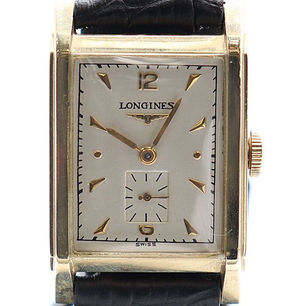 良品 稼働 ロンジン 14K/585 手巻き ホワイト文字盤 メンズ腕時計 NSK MTM ABC32810