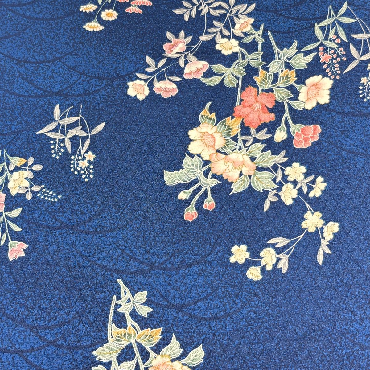 反物 秀品 小紋 草花 縞 金彩 紺色 正絹 【中古】 - メルカリ