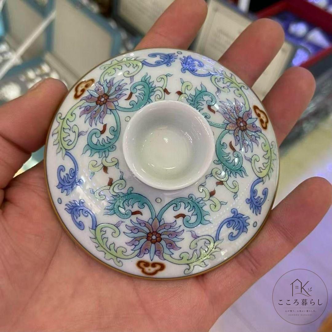 景徳鎮 陶磁器 斗彩描金 枝 三才盖碗 茶碗 煎茶器 新品未使用 - メルカリ