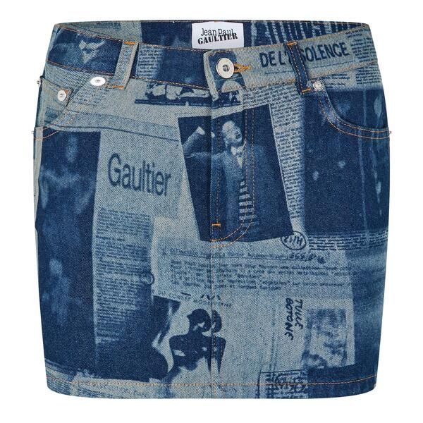 ジャンポール ゴルチエ レディース ボトムスカート ミニ デニム ローライズ Jean Paul Gaultier Womens Newspaper Mini LowRise Denim Skirt