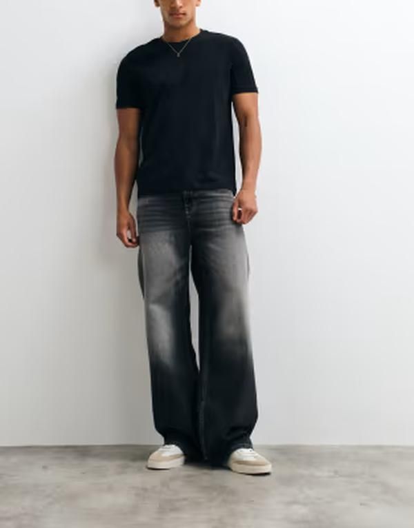 コットンオン メンズ ボトムス デニムパンツ ジーンズ Cotton relaxed baggy jeans in washed BLACK ブラック