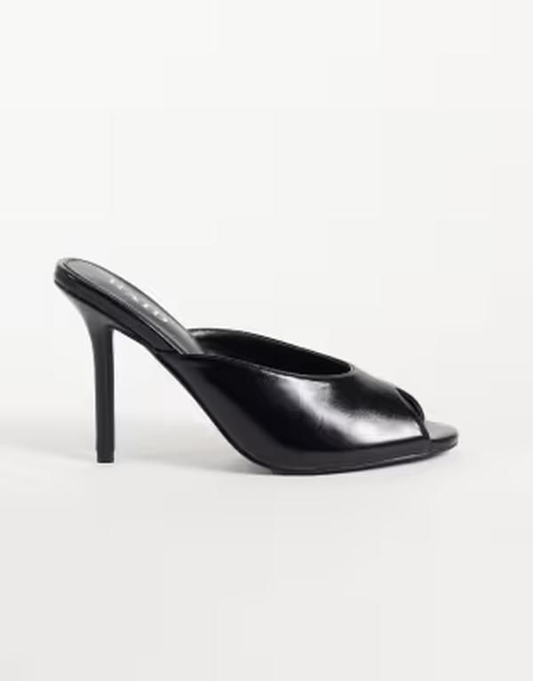 レイド レディース シューズ サンダル ヒール RAID Elana peep toe heeled mules BLACK ブラック