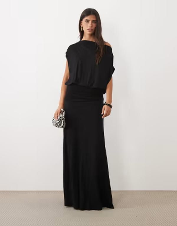 ジーナトリコ レディース トップス ワンピース マキシ Gina Tricot drop waist maxi dress with batwing sleeves Black ブラック 19,786円