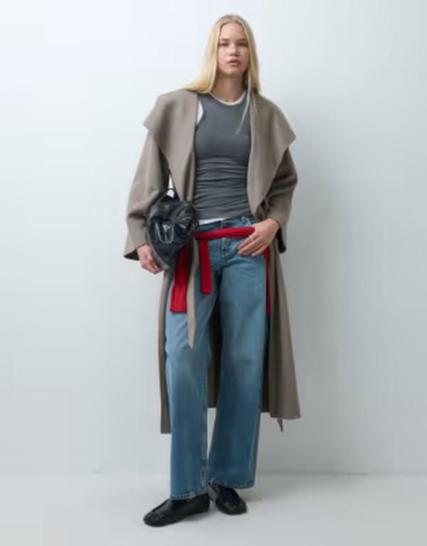 マンゴ レディース アウター コート Mango belted tailo red coat in mushroom 49,680円