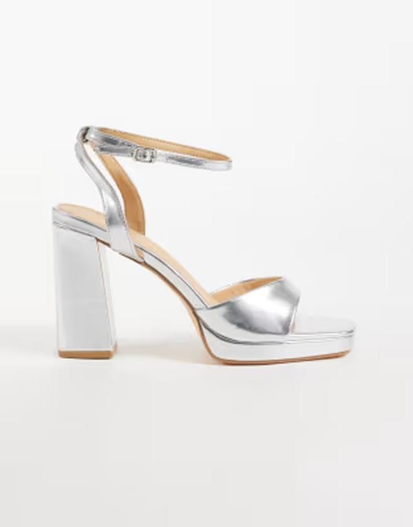 セクウェル レディース シューズ サンダル プラットフォーム ヒール SEQWL platform block heel sandal silver pu シルバー