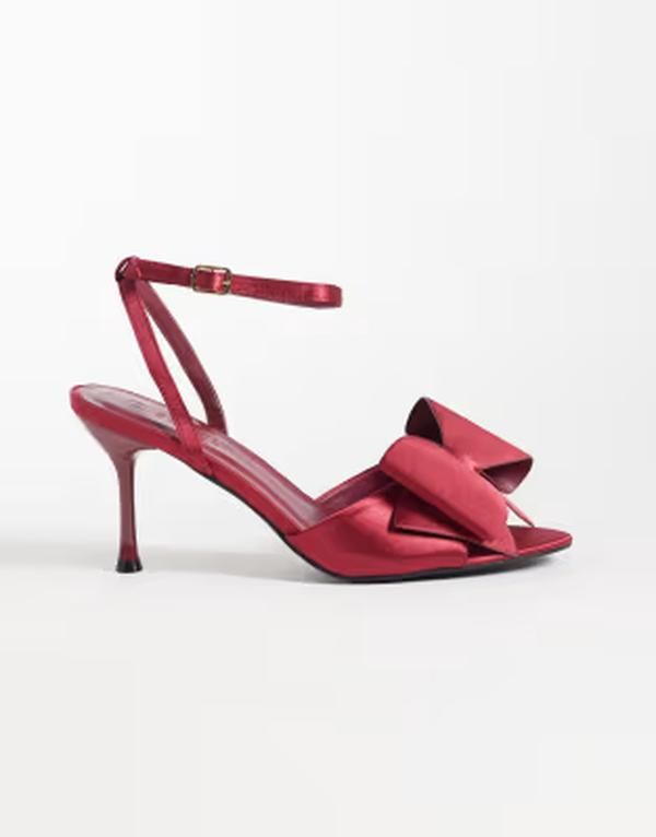 セクウェル レディース シューズ サンダル サテン ヒール SEQWL Bell satin bow heeled sandals in chocolate CHOC SATIN ブラウン