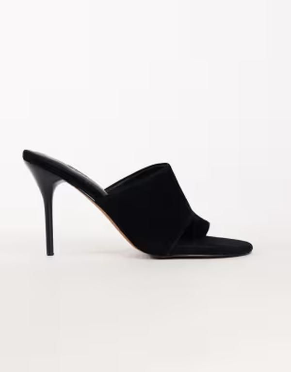 トップショップ レディース シューズ サンダル スエード ヒール Topshop Winnie real suede toe post heeled mules Black ブラック