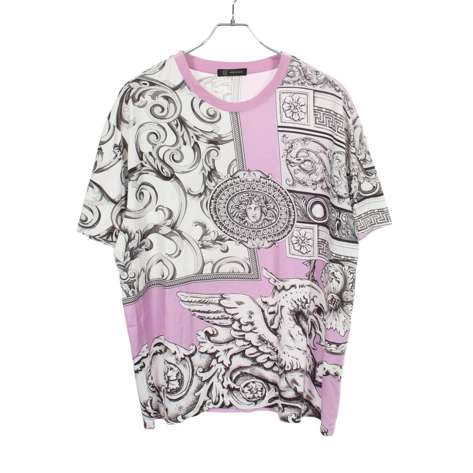 ヴェルサーチ VERSACE 半袖Tシャツ メデューサ 総柄 コットン Tシャツ メンズ Used B