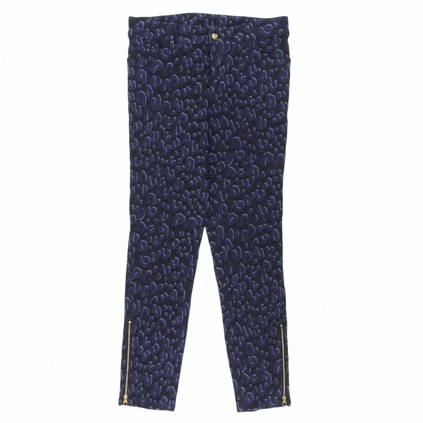 美品▲LOUIS VUITTON ルイヴィトン コットン 裾ジップ レオパード スキニー パンツ ブラック ネイビー 38 イタリア製 正規品 レディース 31,050円