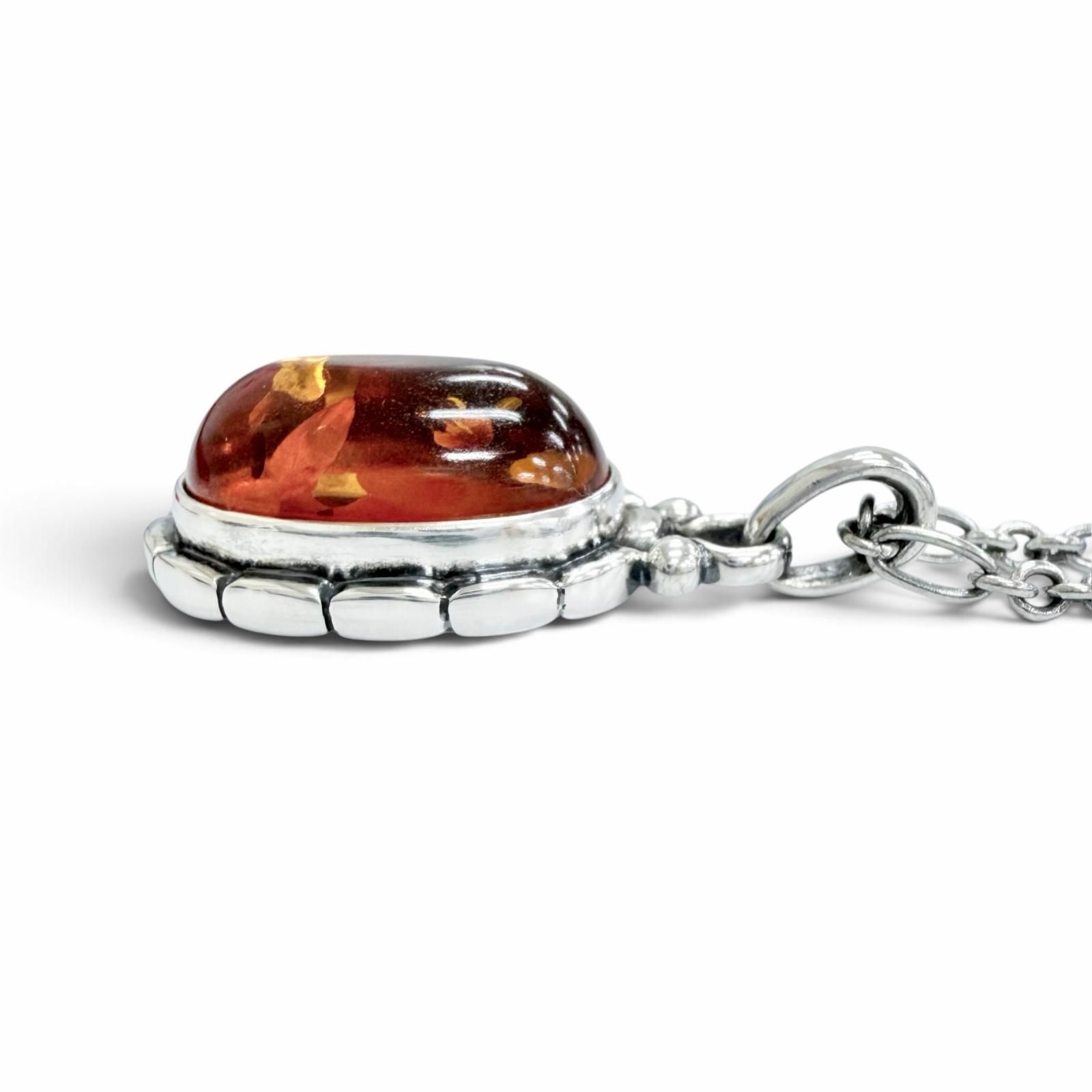 美品△Georg Jensen ジョージジェンセン 925 アンバー 琥珀 2001