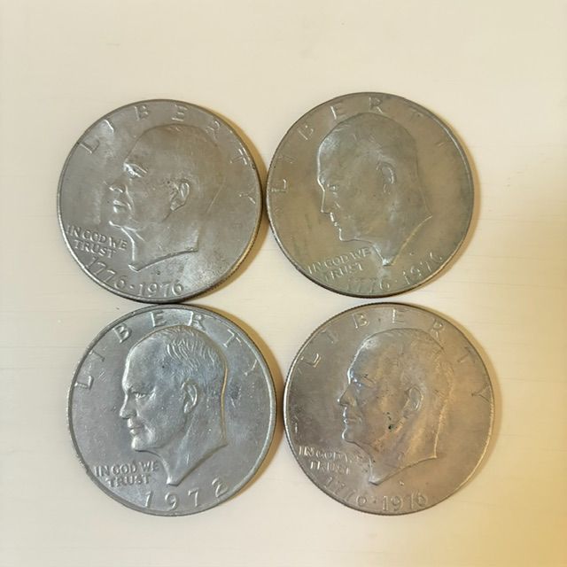 4枚セット】アメリカ 1ドル硬貨 アイゼンハワー / 1972年 ＆ 1776-1976