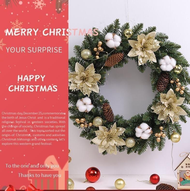 クリスマスリース 北欧 玄関 おしゃれ クリスマス飾り LED付き 花輪