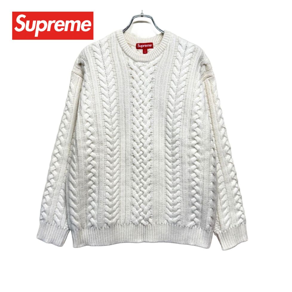 シュプリーム Appliqué Cable Knit Sweater アップリケ ケーブル ニット セーター - ホワイト 【値下げ交渉歓迎】