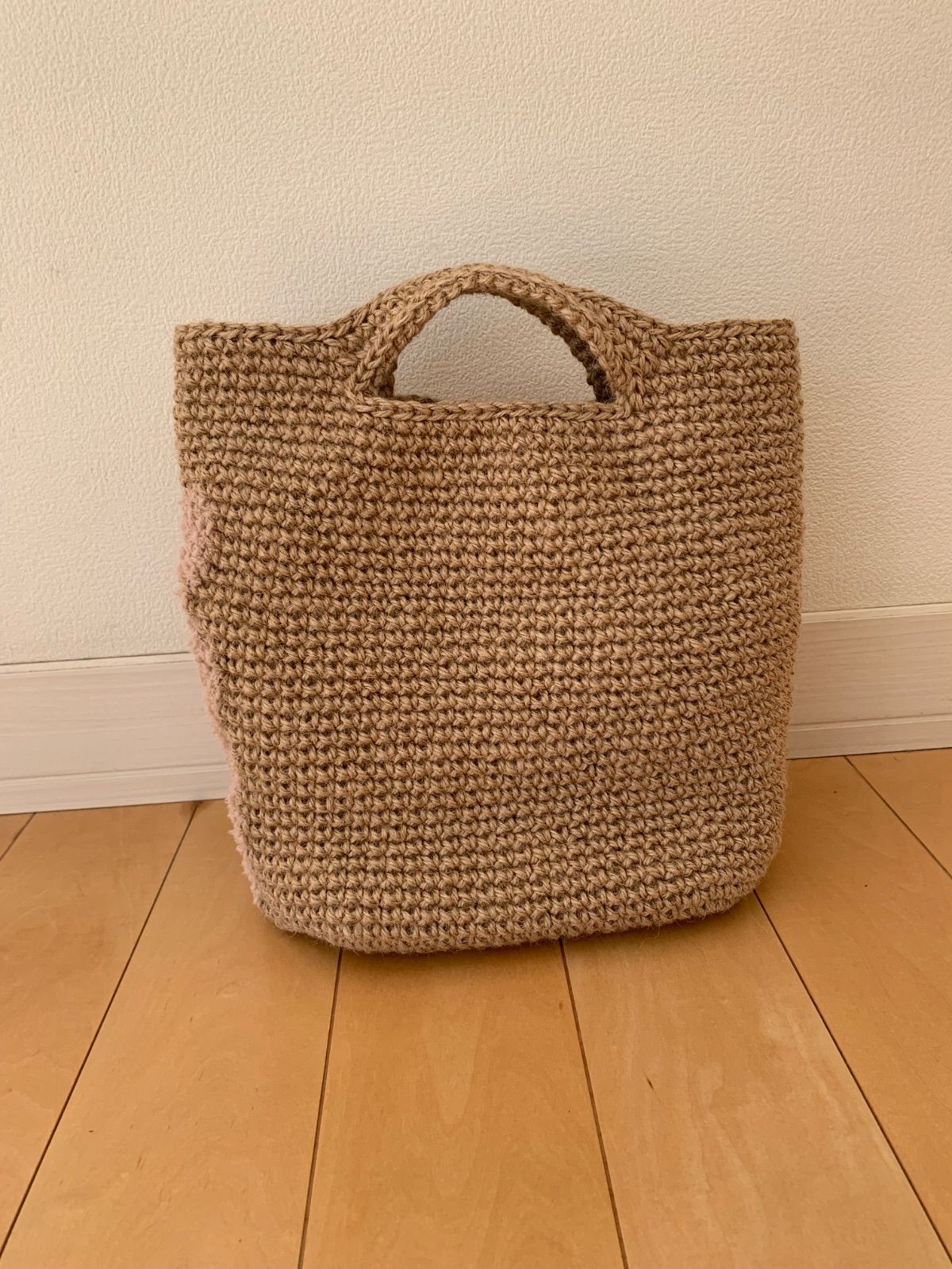 ハンドメイド 麻ひもかごバッグ トイプードル - メルカリ