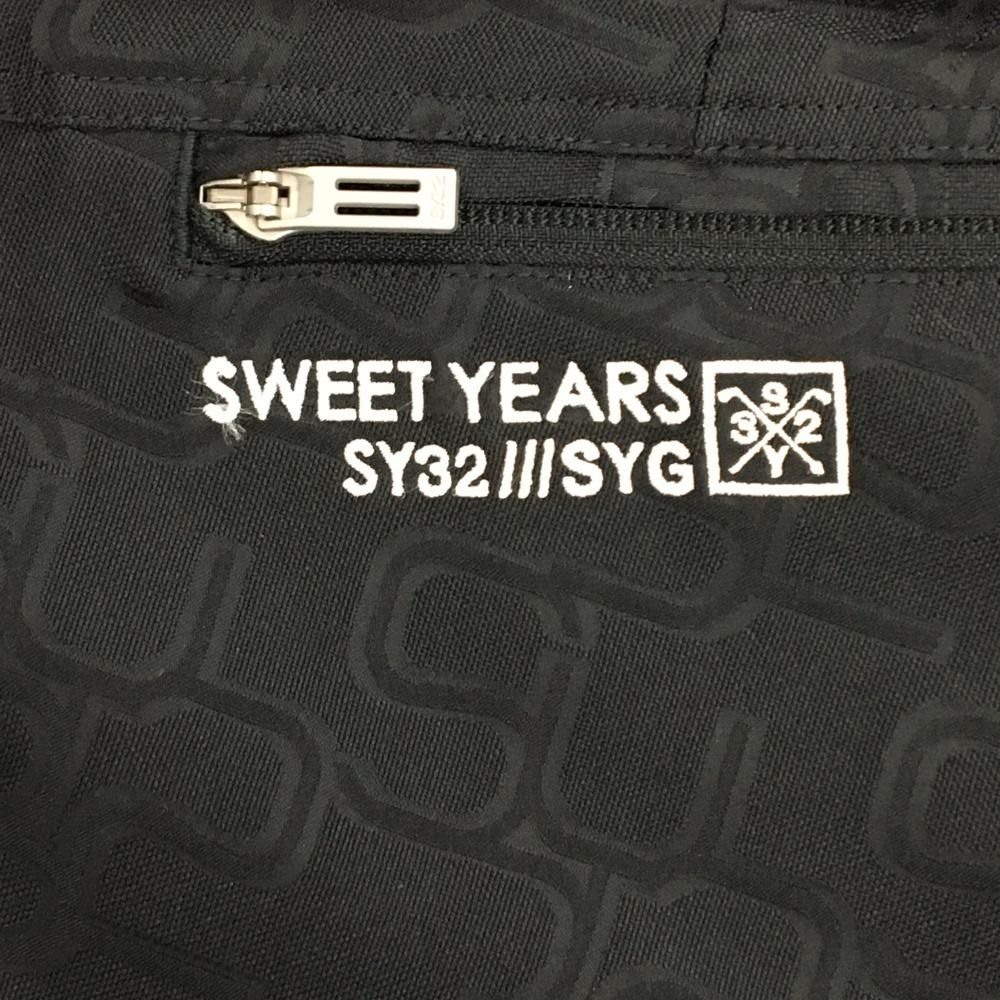 超美品】SY32 ハーフパンツ 黒 総柄 ロゴ刺しゅう白 メンズ XL ゴルフ
