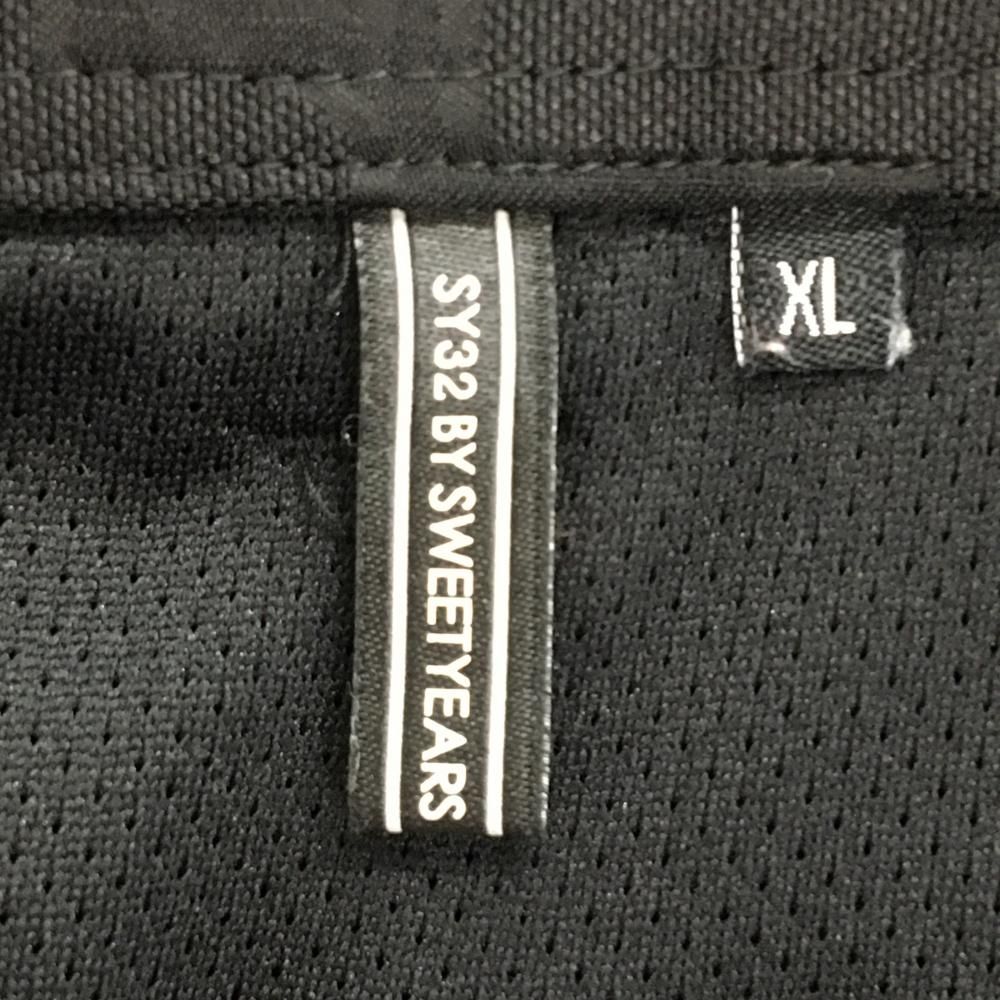 超美品】SY32 ハーフパンツ 黒 総柄 ロゴ刺しゅう白 メンズ XL ゴルフ