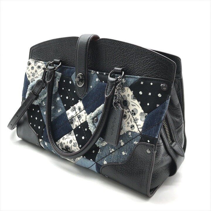 超美品 COACH コーチ デニム パッチワーク 2WAY ハンド ショルダー バッグ ブルー ブランド 鞄 BAG ファッション r2821 超美品 COACH コーチ デニム パッチワーク 2WAY ハンド ショルダー バッグ ブルー ブランド 鞄 BAG ファッション r2821
