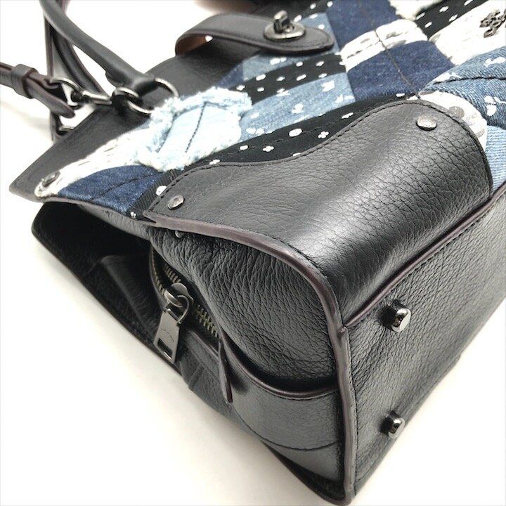 超美品 COACH コーチ デニム パッチワーク 2WAY ハンド ショルダー バッグ ブルー ブランド 鞄 BAG ファッション r2821 超美品 COACH コーチ デニム パッチワーク 2WAY ハンド ショルダー バッグ ブルー ブランド 鞄 BAG ファッション r2821
