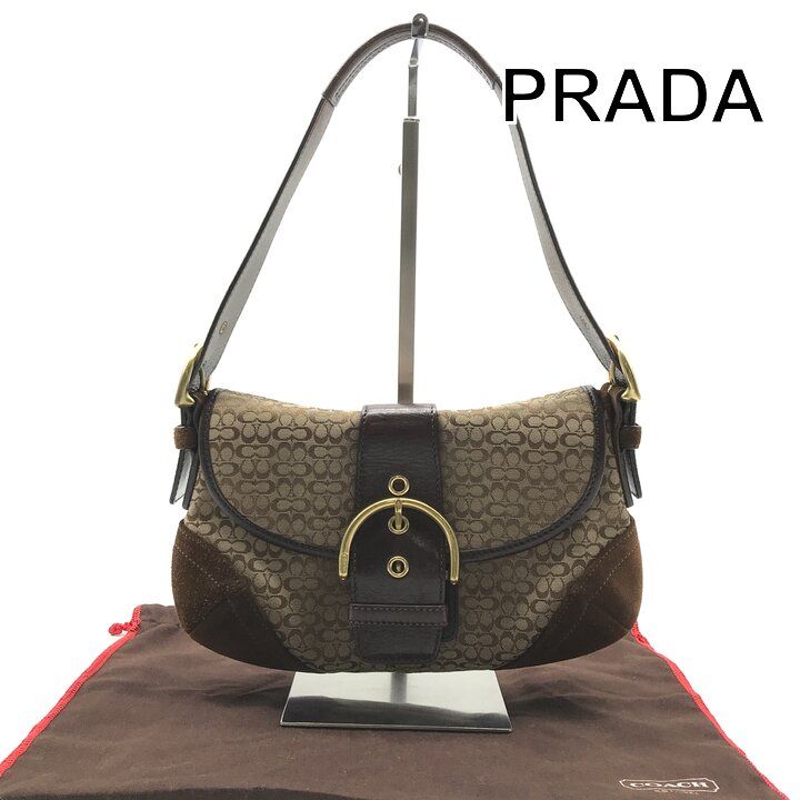 良品 COACH コーチ ショルダー バッグ ミニシグネチャー スエード×レザー レディース ブランド ファッション ブラウン ベージュ y1232