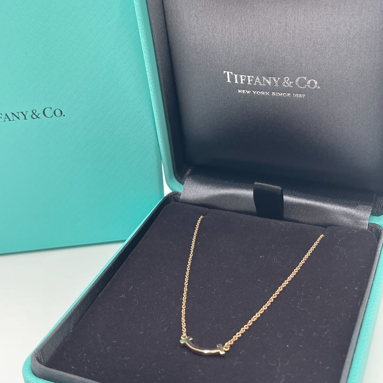 美品】TIFFANY&Co. ティファニー Tスマイル ミニ ネックレス K18YG 750