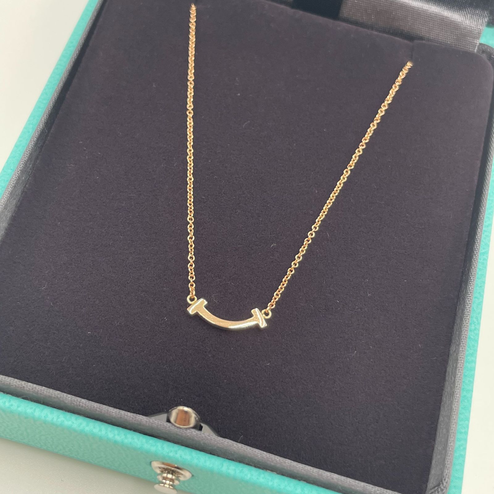 美品】TIFFANY&Co. ティファニー Tスマイル ミニ ネックレス K18YG 750