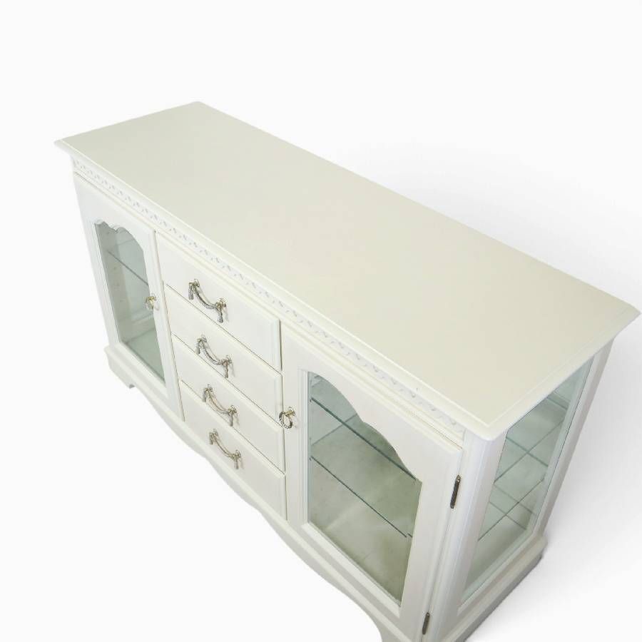 美品 IDC大塚家具 マリアンディール ワイドチェスト 3段8杯　W151cm IDC大塚家具 マリアンディール ガラス扉 サイドボード 幅140cm 飾り棚