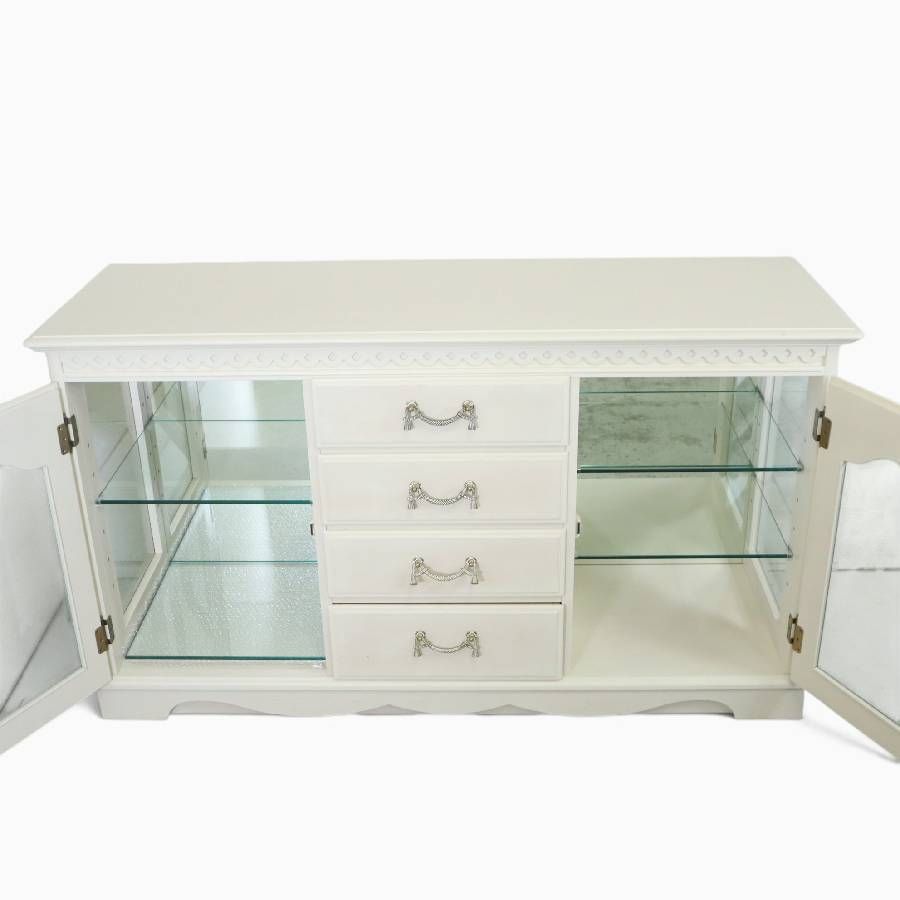 IDC大塚家具 マリアンディール ガラス扉 サイドボード 幅140cm 飾り棚