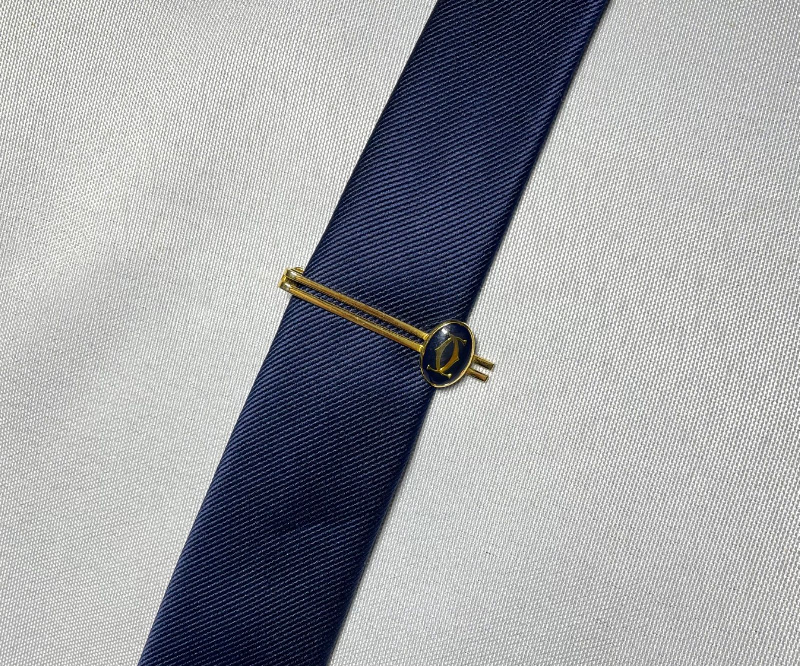 【良品】【カルティエ】ダブルC ロゴ カフス ネクタイピン 入学式 ビジネス 廃盤 Cartier カルティエ ダブルC ロゴ ヴィンテージ ネクタイピン