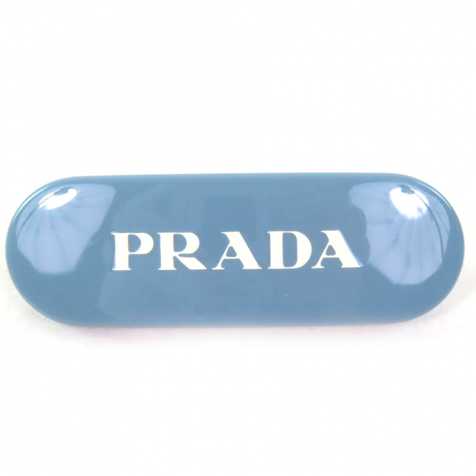 【美品】PRADA プラダ　ヘアピン バレッタ　三角ロゴ　水色　レディース正規品 美品△PRADA プラダ 1IF108 ロゴ バレッタ ヘアクリップ ヘアピン ヘア