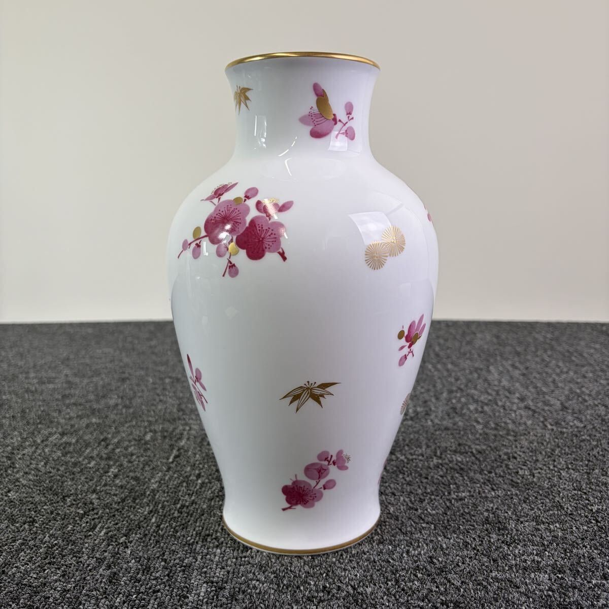 F4344 大倉陶園 花瓶 花器 フラワーベース 金彩 陶器 花入 インテリア