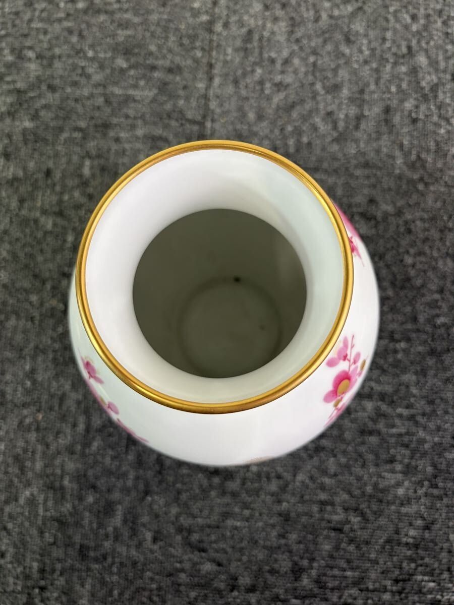 s*o様 大倉陶園　呉須花文　花瓶 F4344 大倉陶園 花瓶 花器 フラワーベース 金彩 陶器 花入 インテリア