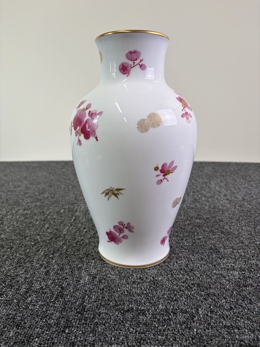 陶器製 大型花瓶 フラワーベース ピンク 花柄 F4344 大倉陶園 花瓶 花器 フラワーベース 金彩 陶器 花入 インテリア