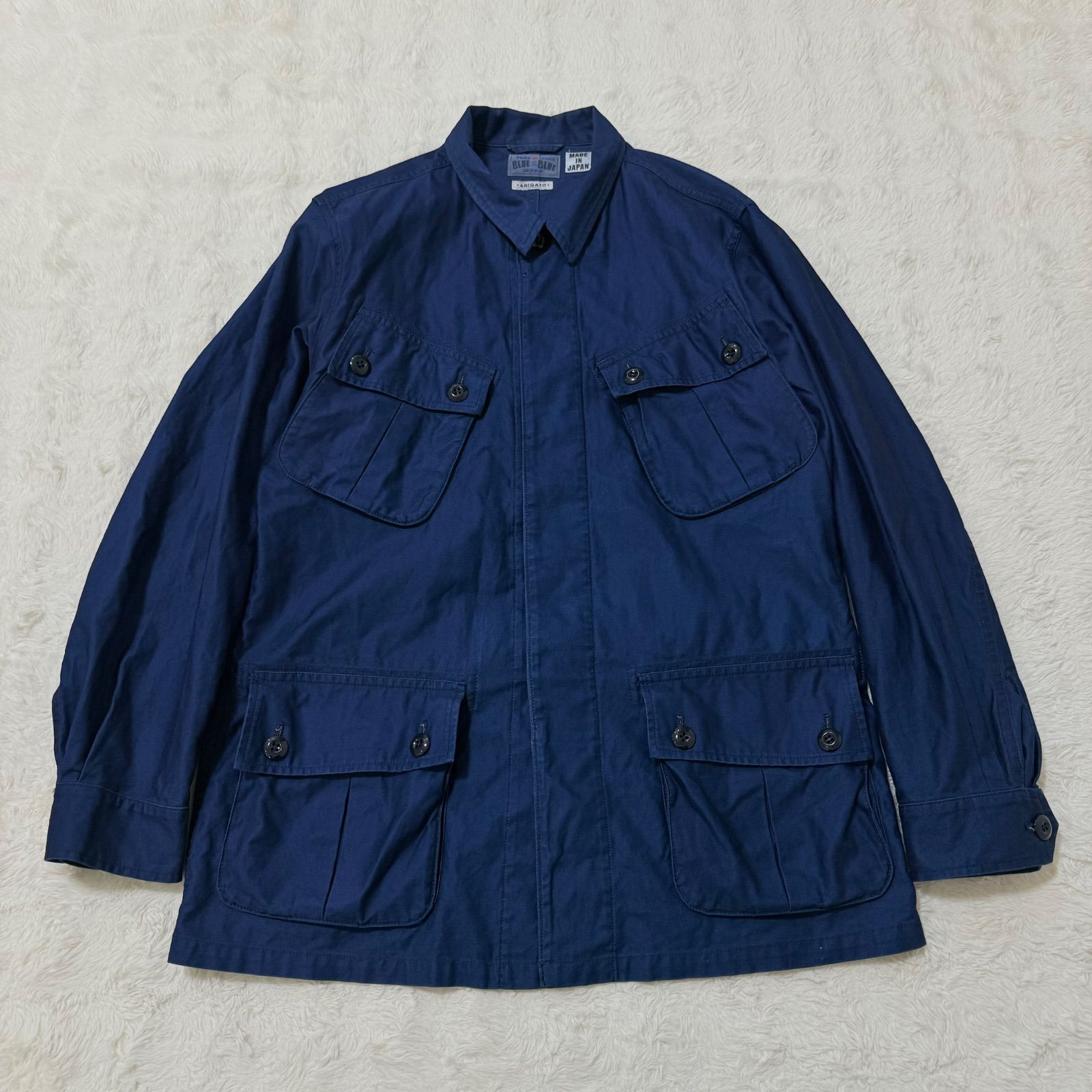 BLUE BLUE ARIGATO デニムカバーオール 日本製サイズ4 LL BLUE BLUE JAPAN PURE INDIGO ARIGATO 4ポケット ジャケット 2 BLUE