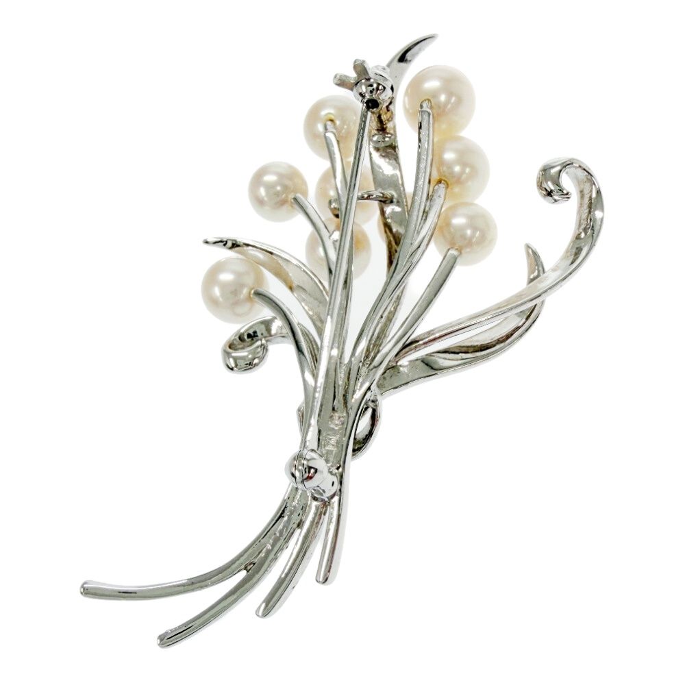中古】MIKIMOTO ミキモト シルバー アコヤ真珠 花束 ブーケ ブローチ