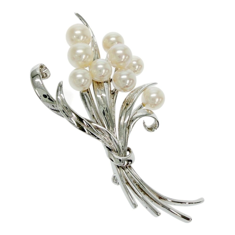 中古】MIKIMOTO ミキモト シルバー アコヤ真珠 花束 ブーケ ブローチ
