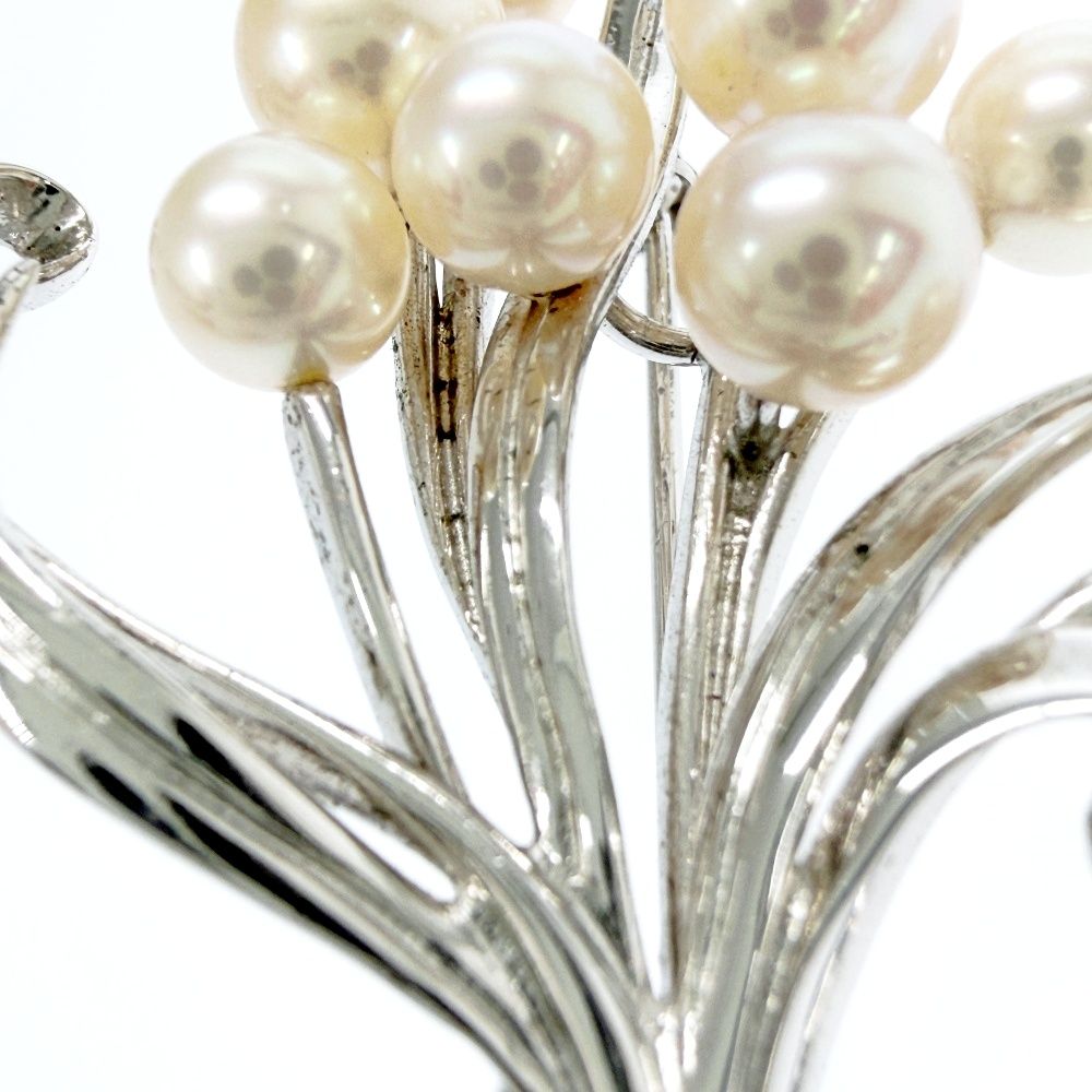 中古】MIKIMOTO ミキモト シルバー アコヤ真珠 花束 ブーケ ブローチ