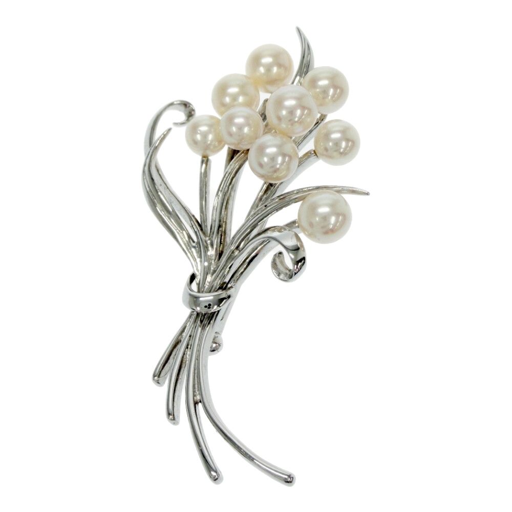 中古】MIKIMOTO ミキモト シルバー アコヤ真珠 花束 ブーケ ブローチ