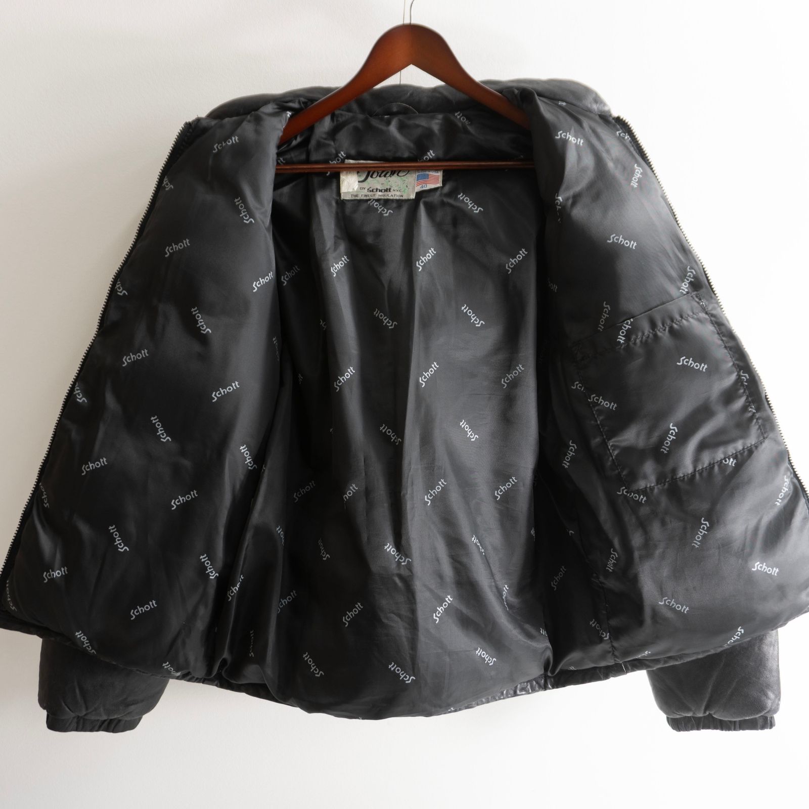 ◆超肉厚/美品◆SCHOTT 214D レザーダウン レザージャケット ブラック 美品】SCHOTT【214D/レザーダウンジャケット】40 ブラック ショット
