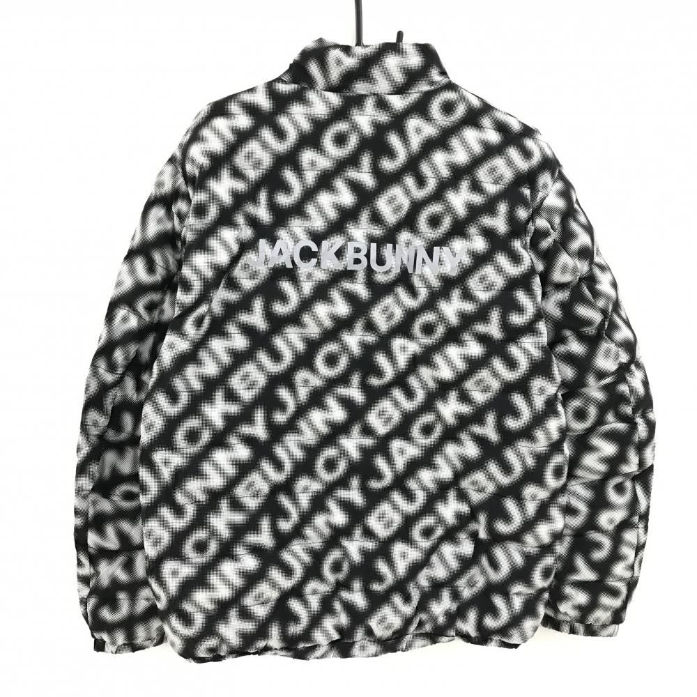 完売品【ジャックバニー】ゴルフ アメコミ風パターン 総柄 ワンピース S 白×黒 美品】ジャックバニー 中綿ジャケット 黒×白 ロゴ総柄 ダブルジップ