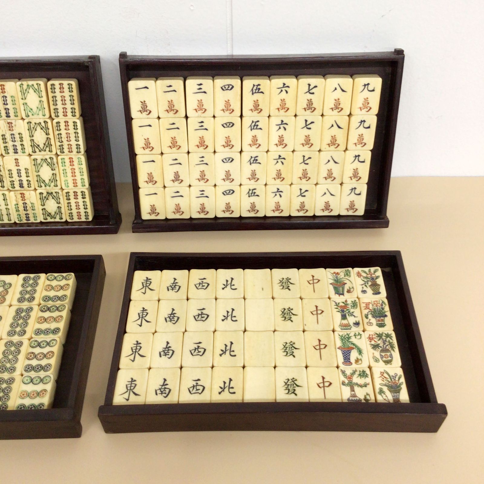 A1002-37 時代玩具 麻雀牌 マージャン 影竹 竹背骨面麻将牌 骨面竹背骨