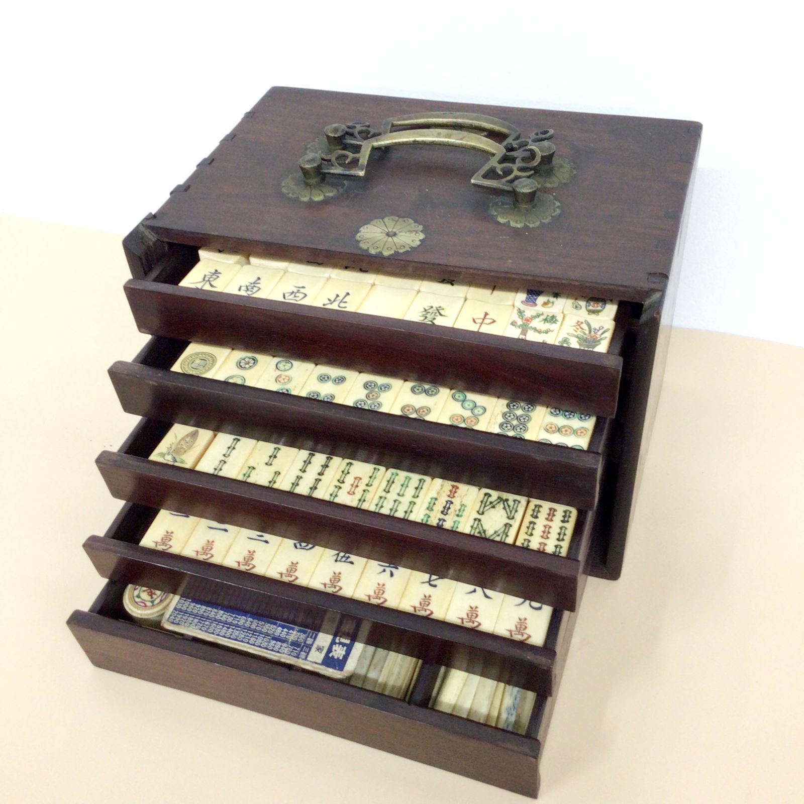 A1002-37 時代玩具 麻雀牌 マージャン 影竹 竹背骨面麻将牌 骨面竹背骨