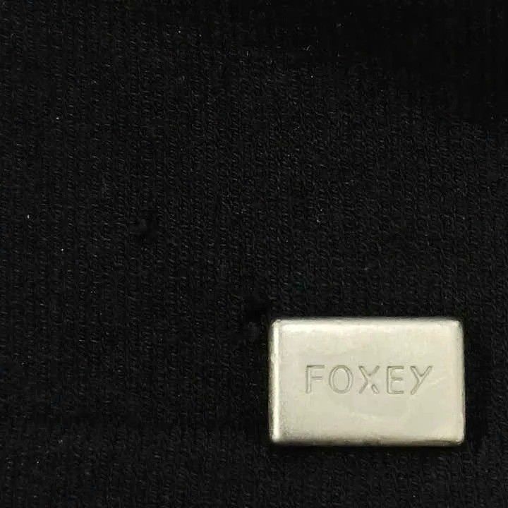 フォクシー FOXEY カーディガン ラウンドネック 七分袖 ボタン 38 黒
